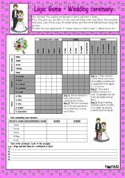 Logic game (55th) - Wedding ceremony *** with key *** fully editable *** BW