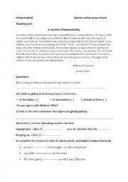 English Worksheet: family life