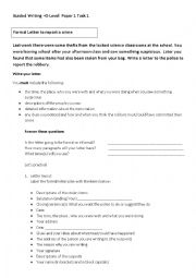 English Worksheet: Formal letter to report a crime