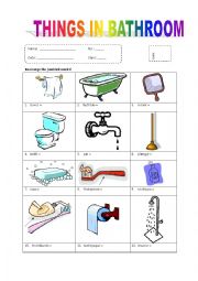 English Worksheet: Things in Bathroom
