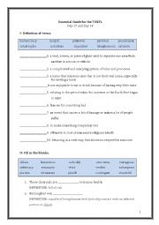 English Worksheet: ETS Essential Guide for the TOEFL Vocabulary Day 17-18