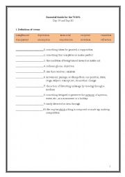 English Worksheet: ETS Essential Guide for the TOEFL Vocabulary Day 19-20