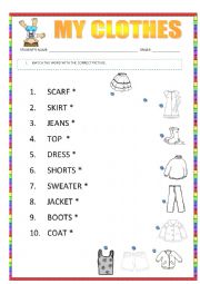 English Worksheet: clothes2