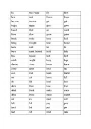 English Worksheet: memo irregular verbs - past simple