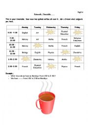 English Worksheet: pairwork - timetable