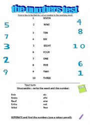 English Worksheet: The numbers