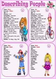 English Worksheet: Describing people