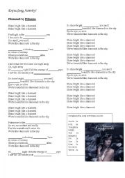 English Worksheet: Diamonds by Rihanna song activity