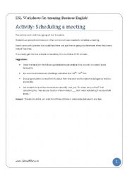 English Worksheet: Discussion Activity: Scheduling an appointment using an agenda