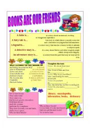 English Worksheet: Books are our friends