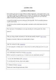 English Worksheet: Quotation chain exercise to practice modifiers