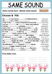 English Worksheet: Similar sound 