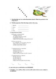 English Worksheet: Imagine