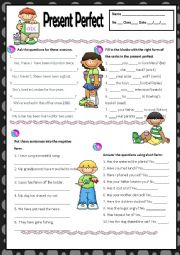 English Worksheet: PRESENT PERFECT