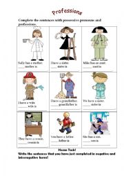 English Worksheet: Jobs (Possessive pronouns)