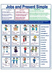 English Worksheet: JOBS AND PRESENT SIMPLE