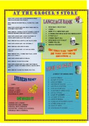 English Worksheet: AT THE GROCERS STORE + key