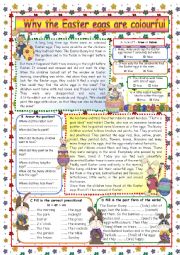 English Worksheet: Why the Easter eggs are colourful (+KEY)