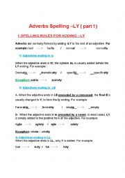 English Worksheet: ADVERB SPELLING RULES (PART 1)