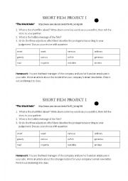 English Worksheet: Short Film Project on 