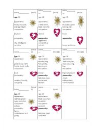 English Worksheet: speed dating role-play