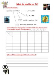 English Worksheet: Oral interaction activity : likes and dislikes / TV programmes