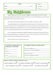 English Worksheet: Neighbours