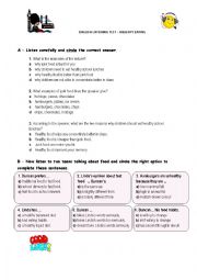 English Worksheet: listening test - healthy eating