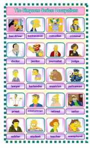 English Worksheet: The Simpsons Series: Occupations Pictionary 1