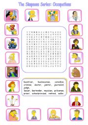 The Simpsons Series: Occupations Wordsearch 1