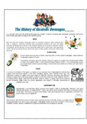 English Worksheet: The History of Alcoholic Beverages (Passive voice reading)