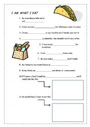 English Worksheet: I am what I eat