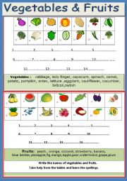 English Worksheet: Vegetables and Fruits