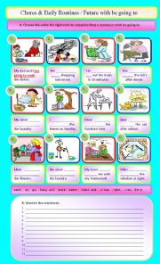 English Worksheet: Future with be going to and House Chores 