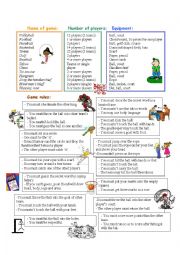 English Worksheet: equipments and rules of games and sports