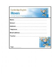English Worksheet: YLE WELCOME BOOKMARK