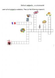 crossword on school subjects