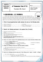 English Worksheet: Grammar Test