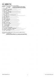 English Worksheet: Used to