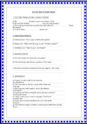 English Worksheet: MIXED EXERCISES