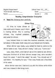 English Worksheet: reading test