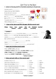 English Worksheet: song: Set Fire to the Rain