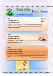 English Worksheet: Listening Activity: Present Simple..