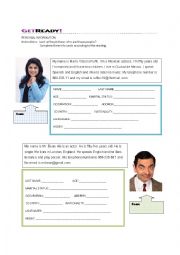 English Worksheet: Personal info card