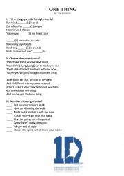 1D One Thing worksheet