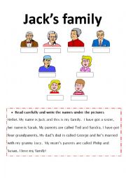 English Worksheet: Jacks family