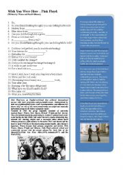 English Worksheet: Wish you were here - Pink Floyd