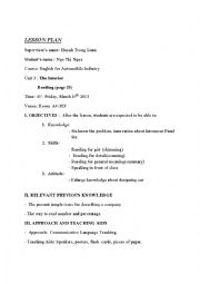 English Worksheet: lesson plan