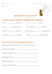 English Worksheet: have got Vs has got
