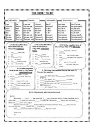 English Worksheet: the verb to be